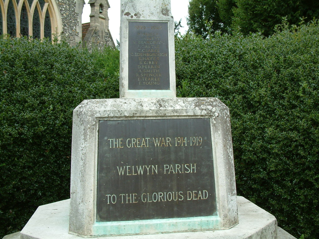 War memorial closeup Old Welwyn