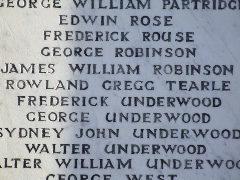 DSCF5681 Rowland Gregg Tearle on war memorial Yardley Hastings Northants