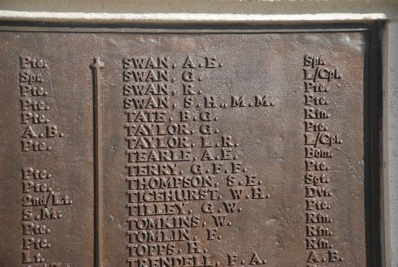 Bom Albert Earnest Tearle on Sutton War Memorial closeup