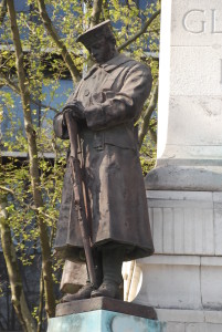 Bronze figure Euston Station War Memorial