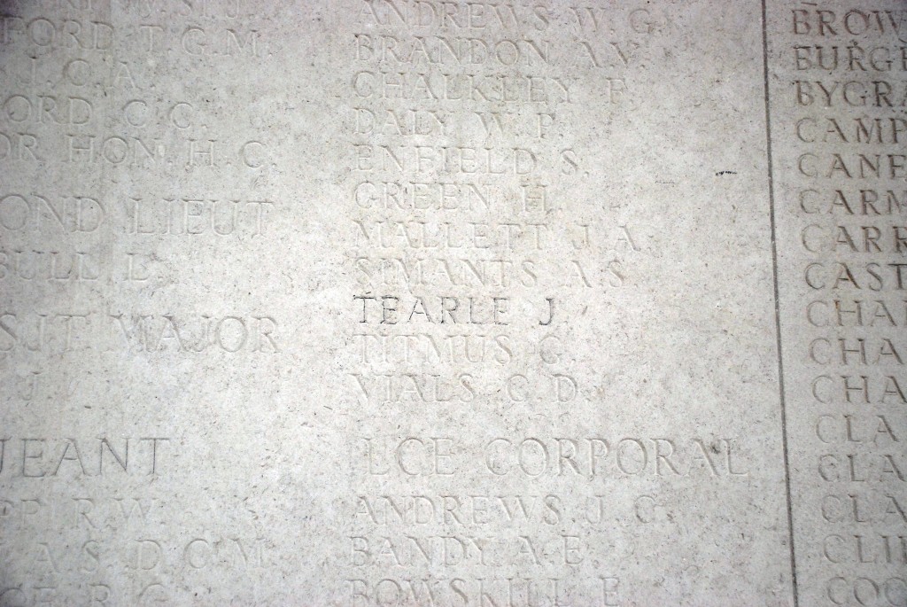 Corporal Jeffrey Tearle Bedfordshire Rgt Le Touret Memorial