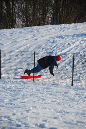 Snow boarder in Jersey Farm