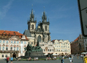 Across Staromestske Square to Tynsky's Cathedral