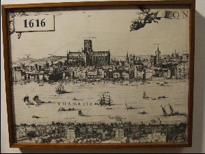 Drawing of London found in St Bride’s, Fleet St