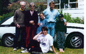 Frank, Tia, my brother Graeme and his children, with Elaine sitting. Pauanui, Christmas 1994.