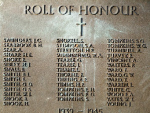 Panel of WW1 casualties on Dunstable Church war memorial