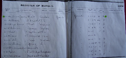 Entry for William in the Register of Burials, Opotiki, NZ 9 Nov 1919. Photo courtesy Mia Saunders.