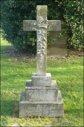Caroline's grave in Toddington Cemetery together with Leila Evelyn, daughter of William Smith Cowper Cooper.