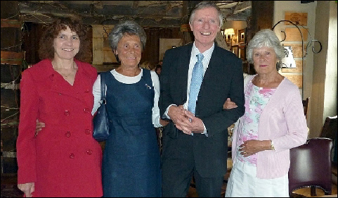 Elaine Tearle, Maureen Rigby, Ewart, and Janette Harrison leaving the 5 Bells after lunch. Photo courtesy Pat Field