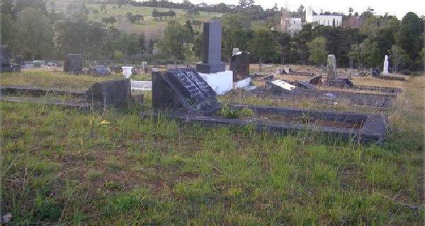 The unmarked grave in Waikumete Cemetery, Auckland, of Elizabeth Cecil nee Peadon, Egerton Burleigh’s mother, is in the very foreground of this photo.