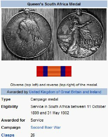 The Queen's South Africa Medal, detail