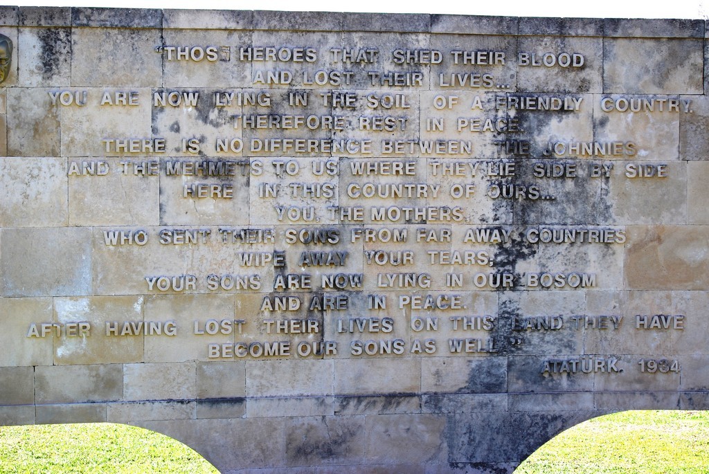 Ataturk's message at ANZAC Cove.