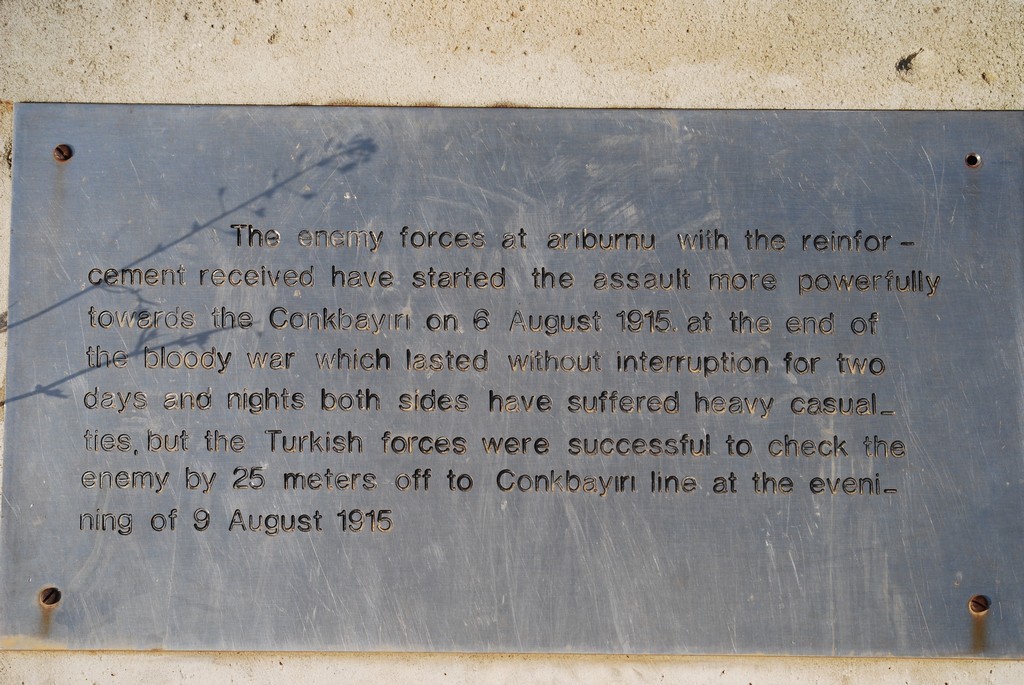 The plaque with the translation of 6 Aug 1915 assault.