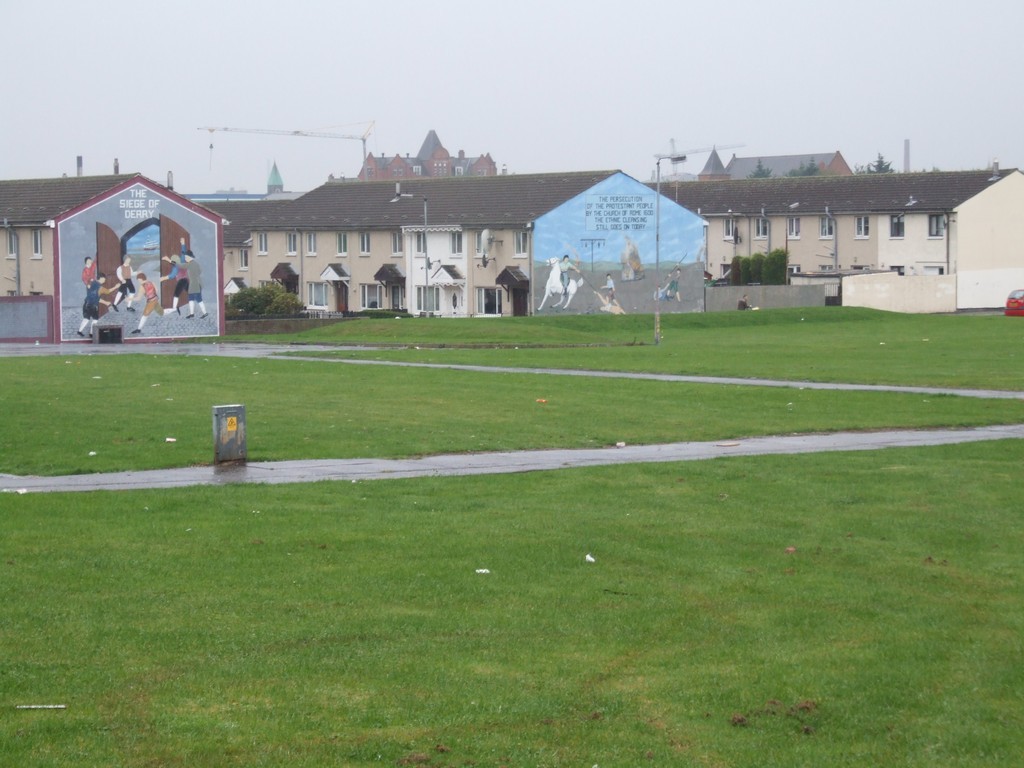 Blue Murals across the village green.