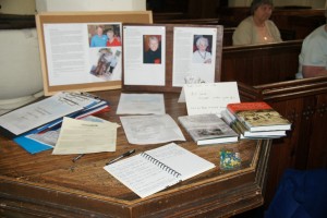The reception desk with the registration book
