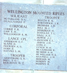 Wellington Mounted Rifles names on Chunuk Bair