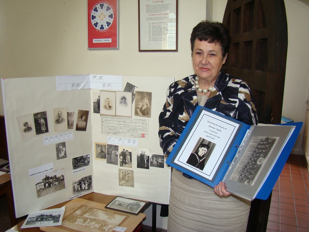 Catherine Brunton-Green with her memorial to her uncle, Norman Tearle.