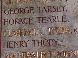 Horace Tearle on Roll of Honour in Studham Church.
